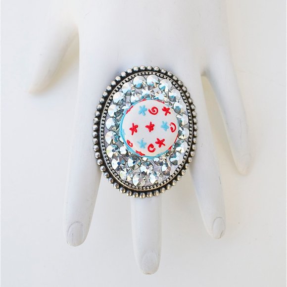 STAR CAKE SILVER SWAROVSKI STONE RING - Picture 4 of 4
